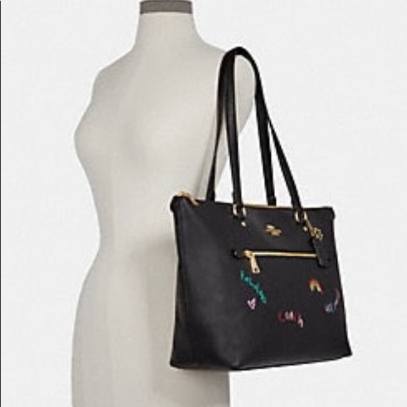 LIMITED EDITION 🔥Authentic COACH LEATHER with dairy embroidery zip top Tote - Picture 3 of 14